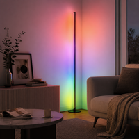 Lámpara de Pie RGBW con Control por Aplicación Inteligente, Iluminación Ambiental DIY para Sala de Juegos, Decoración de Estilo Nórdico, Moderna y Decorativa con Control Remoto Multicolor