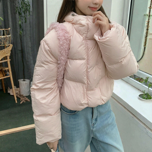 Mini doudoune rose pour femme, manteau matelassé à capuche et fermeture éclair, automne-hiver - Product Image 3