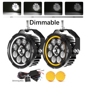 Luz LED para Motocicleta Fendinebbia, Luz <span class=keywords><strong>de</strong></span> Turismo <span class=keywords><strong>de</strong></span> Aventura, Regulable, 4.5 Pulgadas, Doble Color Ámbar Blanco, DRL, Luz Auxiliar Antiniebla, 12V - Product Image 1