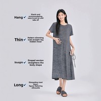 Robe de maternité printemps/été mi-longue ample, vêtement d'extérieur/détente grande taille, confortable, tricotée, douce, unie, en polyester, nouvelle collection