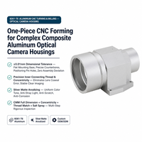Boîtier de caméra optique en aluminium 6061-T6 usiné CNC sur mesure pour équipement industriel, base carrée cylindrique multi-étages