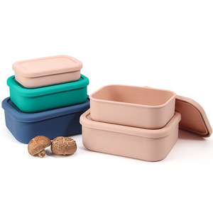 Nhà Máy Số Lượng Lớn 100% Cấp Thực Phẩm Silicone BPA FREE Silicone Thực Phẩm Lưu Trữ Container Tái Sử Dụng Leakproof Trẻ Em Bento Hộp Ăn Trưa Tùy Chỉnh - Product Image 3