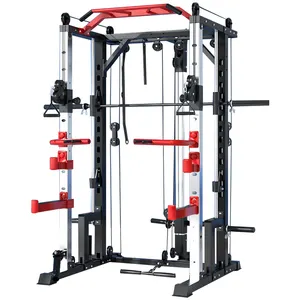 Jaula de alimentación multifuncional, estante de sentadillas con Cable para levantamiento de pesas, máquina de gimnasio, Herrero
