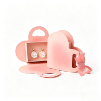 Boîte cadeau rigide à fermeture magnétique en forme de cœur romantique, logo UV quadricolore, ruban pour la Saint-Valentin, anniversaire, bijoux, parfum
