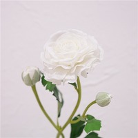 Fleur de Renoncule Réaliste à 3 Têtes de Haute Qualité, en Plastique Coloré, Centre de Table pour Mariage, Décoration d'Hôtel et de Salle
