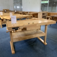 Table de travail en bois à double siège, bois de caoutchouc, bois massif, table de sculpture en bois DIY