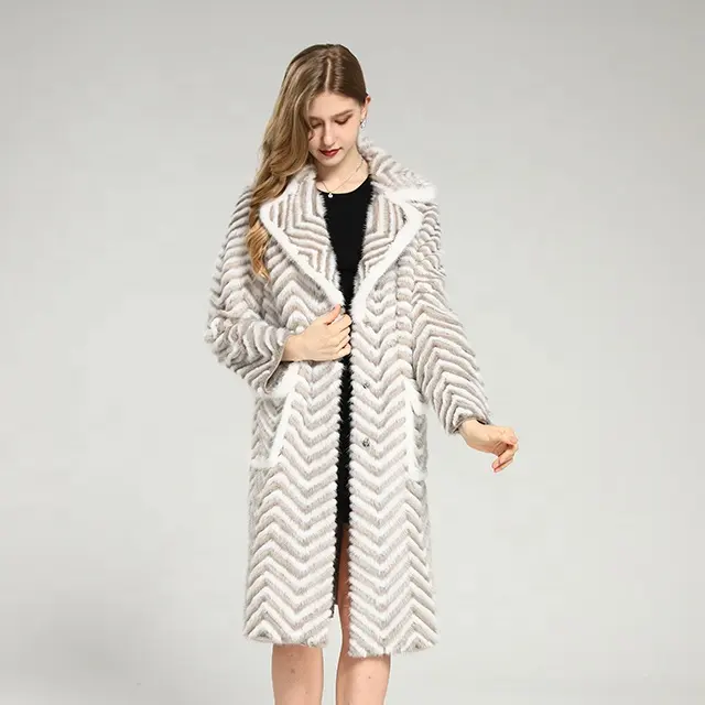100% Real Mink Fur Winter Coat Women Long Jacket Good Quality Genuine Leather Streetwear
