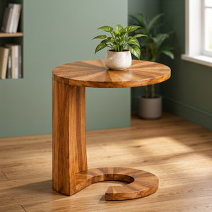 Solid Walnut Wood Washable <b>Side</b> <b>Table</b> Round End <b>Table</b> <b>C</b> <b>Shaped</b> Bedside Accent <b>Table</b> Modern Living Room Furniture Decoration - Product Image 3