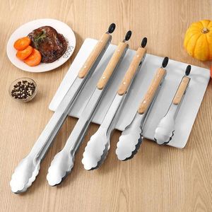Stainless Steel Food Clip with Wooden Handle for Home Kitchen Baking Outdoor Barbecue Tool Sets Essential - Product Image 3