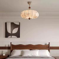 Lampe suspendue en tissu à motif floral de style rétro chinois, design artistique à l'encre, forme de lanterne, montage semi-encastré au plafond, pour chambre à coucher, salon