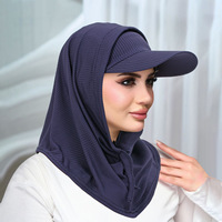 Ensemble de foulards et turbans d'hiver pour femmes musulmanes, couleurs unies, respirants, en polyester, enveloppements chauds, couleur assortie, hijab, bonnet intérieur
