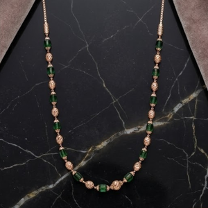 Collar Mala Italiano de Plata 925 con Acabado en Oro Rosa y Cristales Verdes, Cadena de Diseño con Cuentas, Joyería para Mujer - Product Image 3