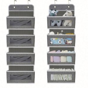 Organisateur suspendu transparent en PVC pour porte, sacs de rangement muraux pour cosmétiques, papeterie, articles divers, avec poches pliables pour optimiser l'espace - Product Image 1