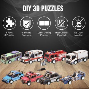 Ept 3D ghép hình bằng gỗ Câu Đố trẻ em tự làm lắp ráp 3D kéo trở lại câu đố bằng gỗ xe - Product Image 4