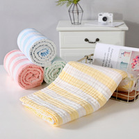 Serviette de bain pour bébé en gaze 100% coton à 6 couches, couverture en mousseline rayée, ultra douce, absorbante, respirante, enveloppement de bain pour nouveau-né