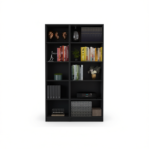 Set di Librerie Nere per Soggiorno, Scaffale Modulare Moderno a 8 Ripiani per Uso Domestico - Product Image 1