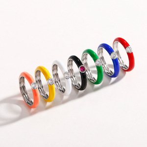 Anelli alla Moda F1675 Unisex con Gemme, Anelli con Zirconia Cubica, Incastonatura a Castone, Pietra Rotonda, Gioielli Regalo - Product Image 3