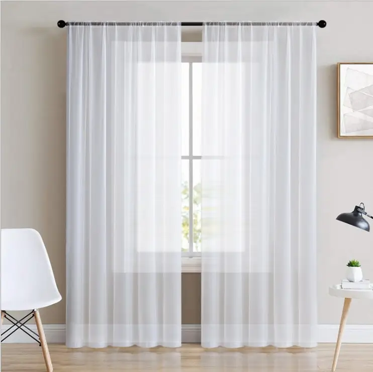 Bonfull Bán Buôn Tinh Khiết Đồng Bằng Voile Rèm Giá Rẻ Chất Lượng Tốt Nhất Sheer Rèm Vải Voile Cho Phòng Khách