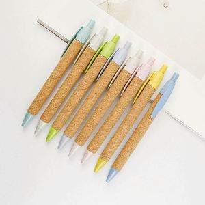 Stylo à bille biodégradable en paille de blé avec logo personnalisé, tube en papier écologique et recyclable - Product Image 3