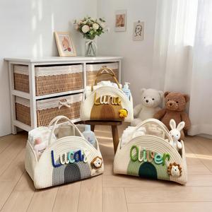 Cesta de Almacenamiento Multifuncional de Cuerda de Algodón con Nombre Personalizado, Organizador Portátil para Mamá, para Viajes, Auto, Pañales de Bebé - Product Image 5