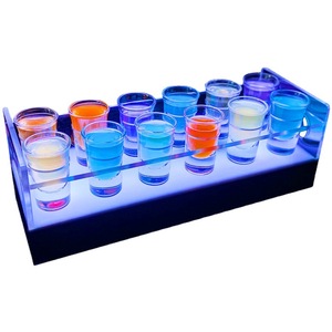 Soporte para Vasos de Chupito Iluminado con LED, Bandeja Acrílica de 12 Orificios con Luces de Colores para Fiestas y Bares - Product Image 1
