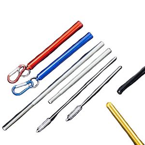 Pailles de voyage télescopiques réutilisables haut de gamme portables, personnalisables avec logo, en acier inoxydable, pliables et rétractables - Product Image 4