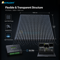 Écran LED flexible en maille pour extérieur P15, IP68 étanche, transparent, façade média de bâtiment, affichage en grille de pixels