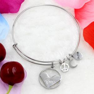 18k Gold Plated Elephant Hot Selling 316L Stainless <b>Steel</b> <b>Cable</b> Wire Adjustable Non Tarnish Jewelry Bangle With Charm Jewelry - Product Image 5