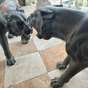 청동 주조 공장 판매 구리 황동 조각 실물 같은 야외 장식 야외 용 청동 포효 호랑이 동상 - Product Image 5