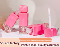 Tube vide pour gloss à lèvres transparent à nervures carrées de haute qualité 4 ml Emballage pour gloss à lèvres Conteneur rose Mini tubes personnalisés pour gloss à lèvres