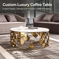 Table basse Tenghang moderne haut de gamme italienne, luxe léger, pour salon, en marbre naturel et acier inoxydable, avec motif écaille de poisson ajouré