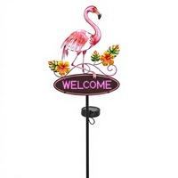 Lampes solaires de jardin d'extérieur, design flamant rose, étanches IP65, petites lampes à piquet LED avec lumière blanc chaud, à suspendre pour la cour et la pelouse