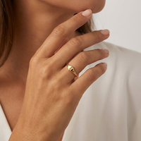 YF3570 Modischer Minimalistischer Wasserdichter Schmuck 18K Vergoldeter Edelstahl Statement Blanko Geometrischer Ring für Frauen