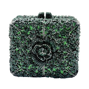 Bolso de Noche Elegante para Mujer con Cristales, Cartera de Mano Cuadrada con Pedrería Floral para Vestido de Noche o Baile - Product Image 2