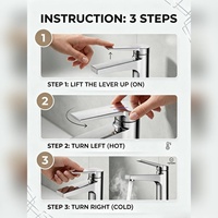 Robinet mitigeur de lavabo chromé à monter sur comptoir, en laiton moderne, à 1 poignée, avec cartouche céramique
