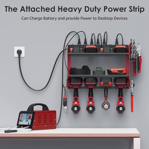 Estante de almacenamiento de Taladro Inalámbrico de montaje en pared, organizador de herramientas eléctricas con 8 enchufes, soporte para 6 taladros - Product Image 3