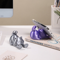 Support de téléphone en forme de chat en PLA finition soie, extensible, luxe léger, mignon, support de bureau, minimaliste chic, décoration de bureau à domicile, cadeau adorable