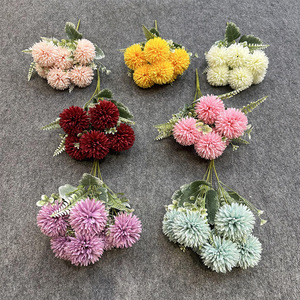 Bouquet de 6 chrysanthèmes artificiels en soie, fleurs réalistes pour la décoration de mariage et de la maison - Product Image 1