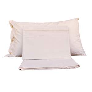 Parure de draps 100% coton beige, taille King Size, avec taies d'oreiller - Product Image 1