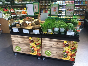 Soporte de exhibición de presentación móvil de frutas y verduras <span class=keywords><strong>Bio</strong></span> Estante de frutas Tienda de frutas Supermercado Exhibición comercial - Product Image 5