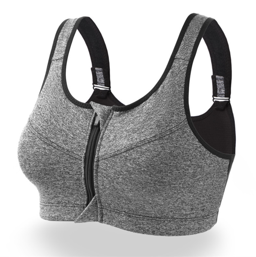 Plus Size Women's Zip Front Sports Bra Wireless Post-Surgery Bra Active Yoga Sports Bras