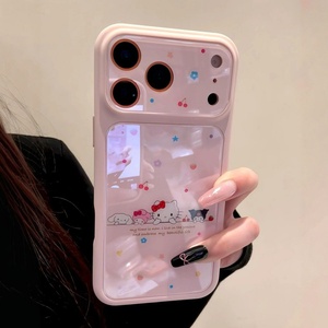 Nueva Funda de Teléfono con Diseño de Conejo y Gato KT en Vidrio Templado para iPhone 13 14 15 16 17 Pro Max, Protección Antirrayaduras - Product Image 2