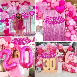 Decoraciones Rosas <span class=keywords><strong>para</strong></span> Fiesta <span class=keywords><strong>de</strong></span> <span class=keywords><strong>Cumpleaños</strong></span>, Pancarta <span class=keywords><strong>de</strong></span> Feliz <span class=keywords><strong>Cumpleaños</strong></span> <span class=keywords><strong>para</strong></span> Mujeres y Niñas, Pompones <span class=keywords><strong>de</strong></span> Papel, Fondo con Flecos, Guirnalda <span class=keywords><strong>de</strong></span> Estrellas, Globos <span class=keywords><strong>de</strong></span> Princesa - Product Image 5