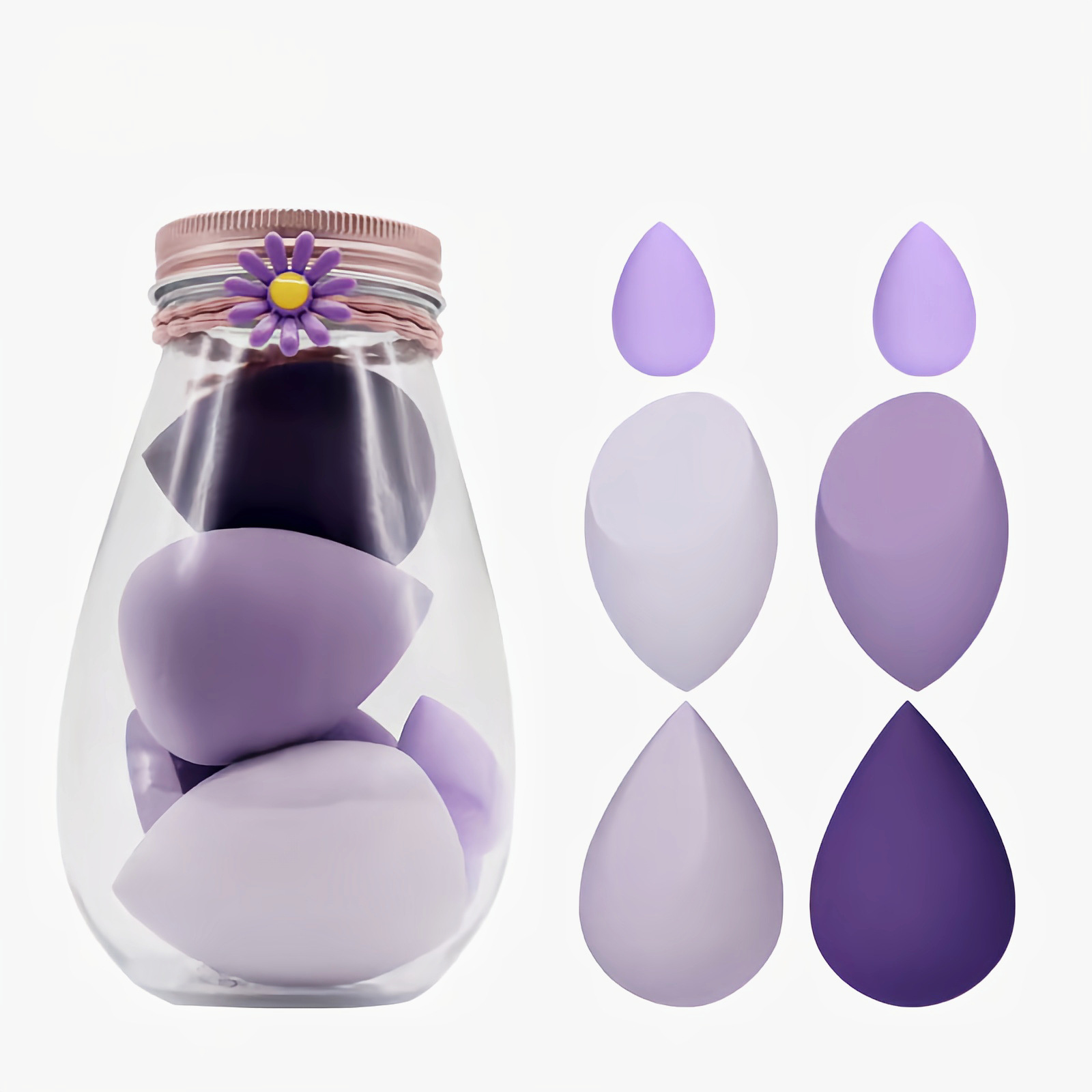 Bouteille de bouchon de poudre de corde Taro violet-4 grandes 2 petites