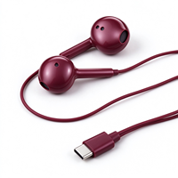 Écouteurs filaires semi-intra-auriculaires légers de couleur bordeaux, de type C, stéréo haute clarté, pour appareils universels de type C