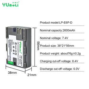 LP-E6, LP-E6P batteria 2600mAh USB-C ricarica, Display LED batterie di ricambio per Canon EOS 5D 6D 7D 60D 70D 80D <span class=keywords><strong>90D</strong></span> - Product Image 6