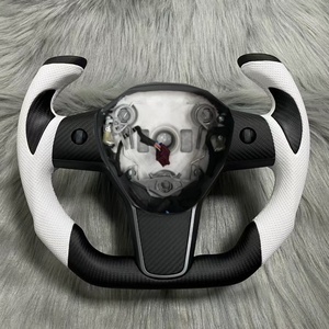 Volante <span class=keywords><strong>de</strong></span> Fibra <span class=keywords><strong>de</strong></span> Carbono Personalizado con Calefacción para Tesla Model S, Model 3, Model X 2017, 2018, 2019, 2020, 2021, <span class=keywords><strong>2022</strong></span> - Product Image 1