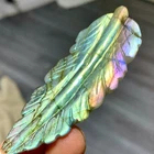 Colgante de Pluma Tallado a Mano de Labradorita Cristal de Vera Cruz Natural, Amuleto Curativo de Cristal de Pluma de Espectrolita con Destello Arcoíris - Product Image 3