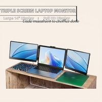 Moniteur portable USB S2 à trois écrans IPS LCD 14 pouces 1080P pour ordinateur portable, double écran, usage professionnel, haut-parleur intégré