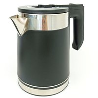Bouilloire électrique à double paroi noire de 1,8 L pour faire bouillir de l'eau, bouilloire à thé et cafetière, LED rouge, arrêt automatique, 360° °   Base, OEM